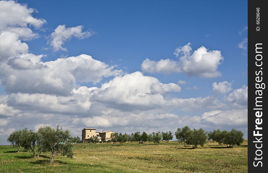 Tuscan landscape whit cloud, valle d'Orcia, italy
