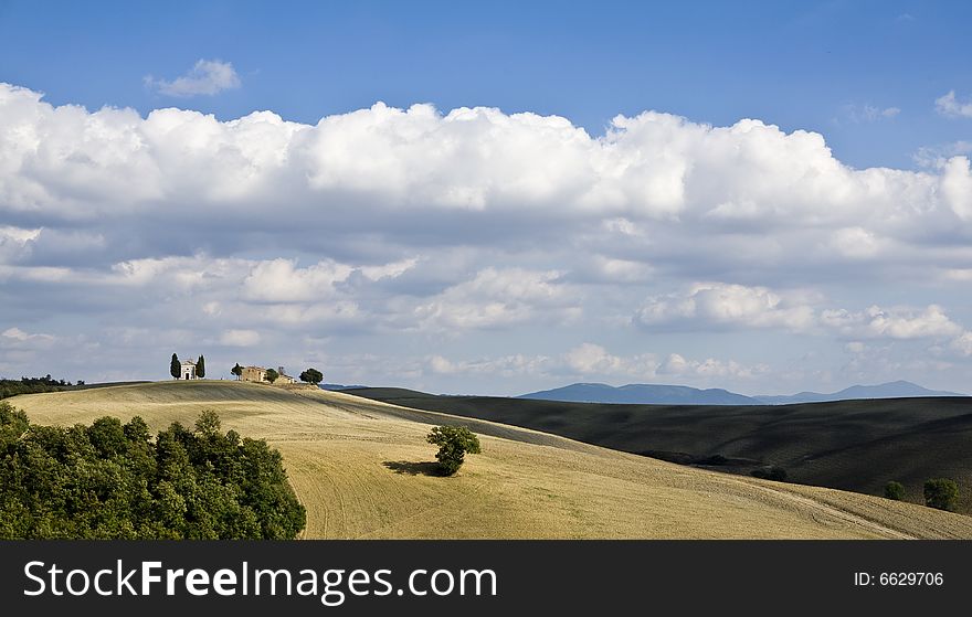 Tuscan Landscape, isolated farm