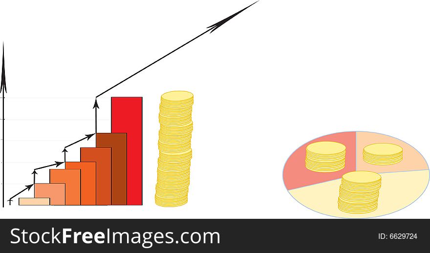 Development diagrammes. Profit growth. Vector illustration