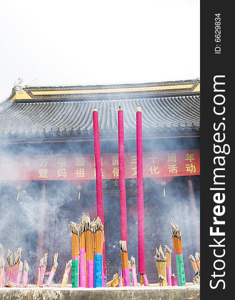 Incense sticks at a temple in shanghai china