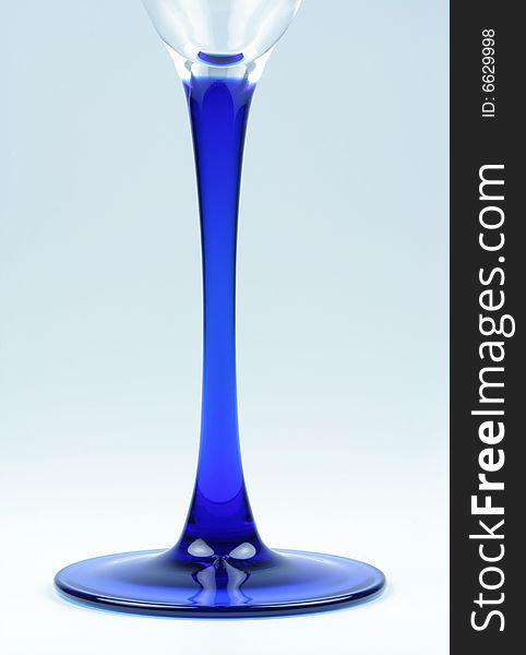 Champagne flute with blue and white glass. Champagne flute with blue and white glass