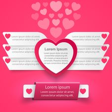 Red And White Paper Hearts Valentines Day. Abstract 3D Digital Illustration Infographic. Royalty Free Stock Photo