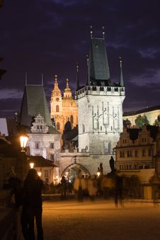 Prague Night Scenery Royalty Free Stock Photos