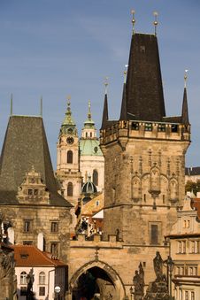 Prague Bridge Towers Stock Image Prague Bridge Towers Stock Image