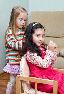 Two Little Girls Playing Royalty Free Stock Photo