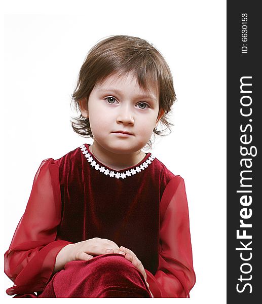 Portrait of Little girl on white ground
