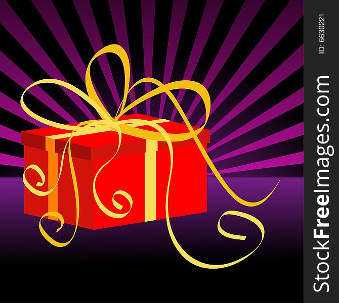 Christmas present box with a bow vector illustration