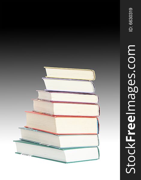 Isolated books standing on gradient background