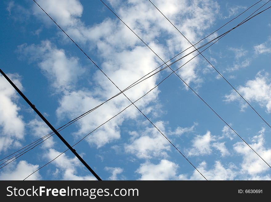 Wired blue sky with clouds - abstract modern background. Wired blue sky with clouds - abstract modern background.