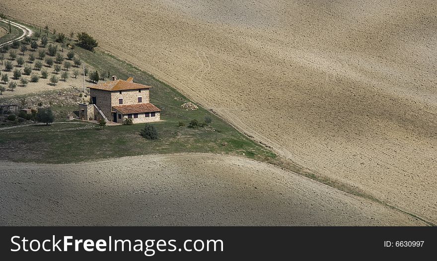 Tuscan Landscape, isolated farm