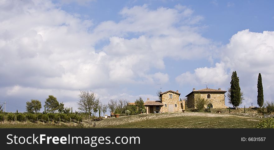 Tuscan landscape Valle d'Orcia, italy, isolated farm. Tuscan landscape Valle d'Orcia, italy, isolated farm