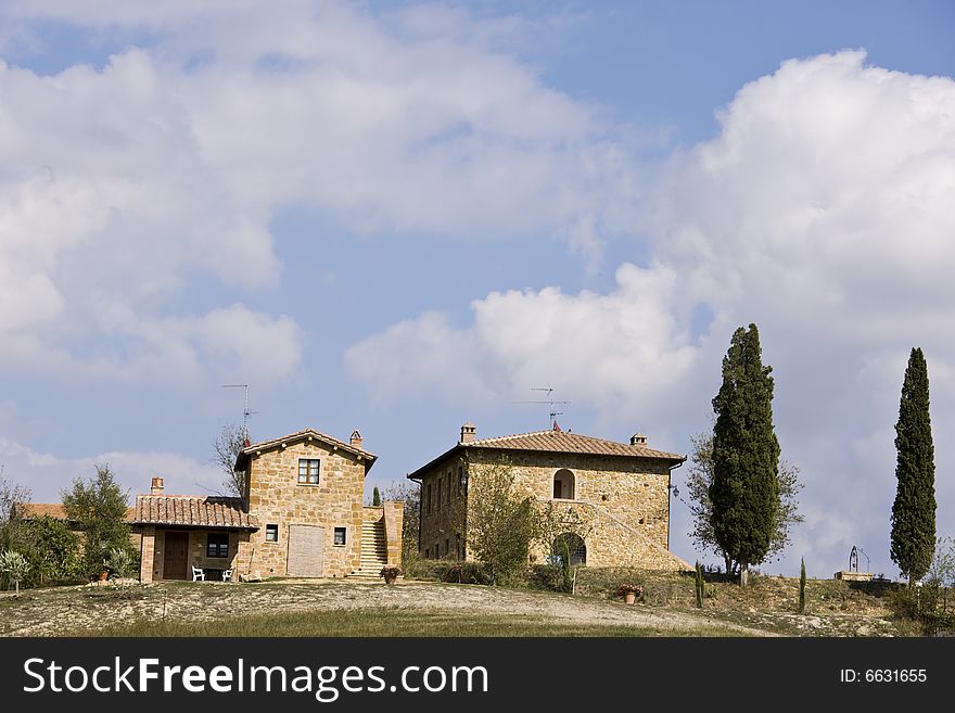 Tuscan landscape Valle d'Orcia, italy, isolated farm. Tuscan landscape Valle d'Orcia, italy, isolated farm