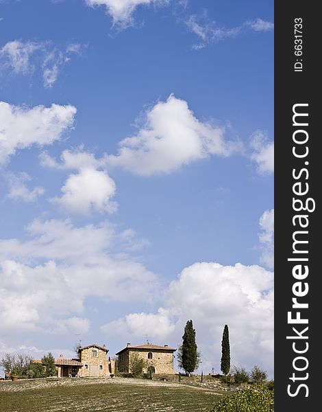 Tuscan landscape Valle d'Orcia, italy, isolated farm. Tuscan landscape Valle d'Orcia, italy, isolated farm