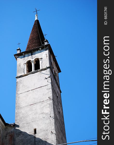 Old bell tower and blue sky