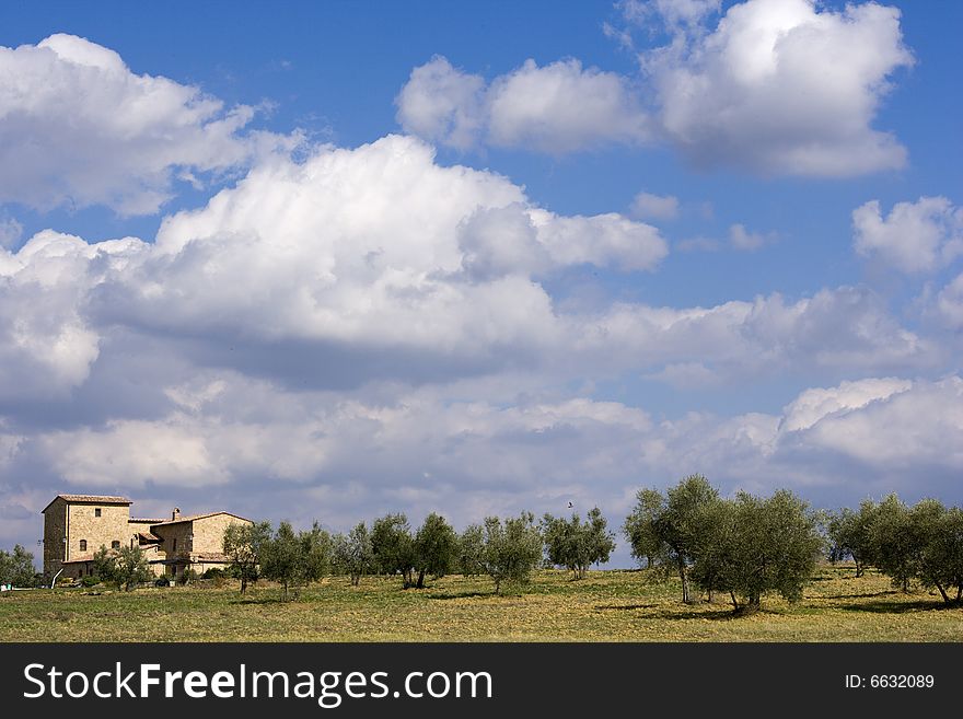 Tuscan landscape Valle d'Orcia, italy, isolated farm. Tuscan landscape Valle d'Orcia, italy, isolated farm