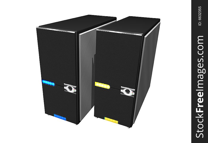 Black tower computer cases with yellow and blue led. Black tower computer cases with yellow and blue led