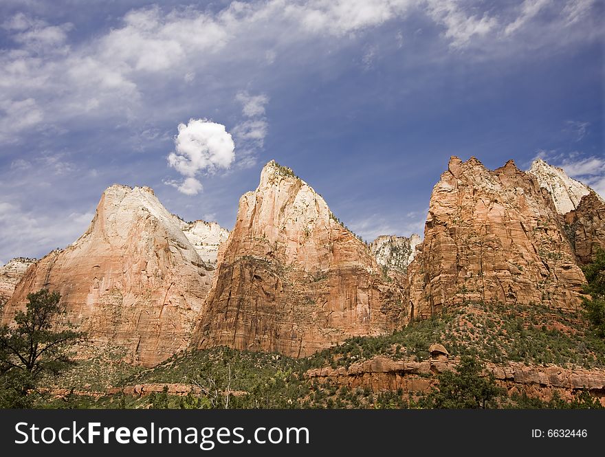 The Three Patriarchs in Zion Canyon National Park, Utah