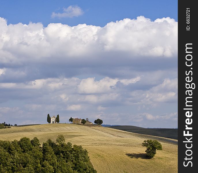 Tuscan landscape Valle d'Orcia, italy, isolated farm. Tuscan landscape Valle d'Orcia, italy, isolated farm