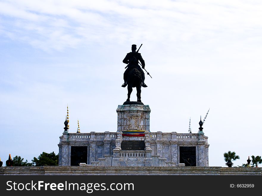 Man riding horse for war scuplture in thailand monument. Man riding horse for war scuplture in thailand monument