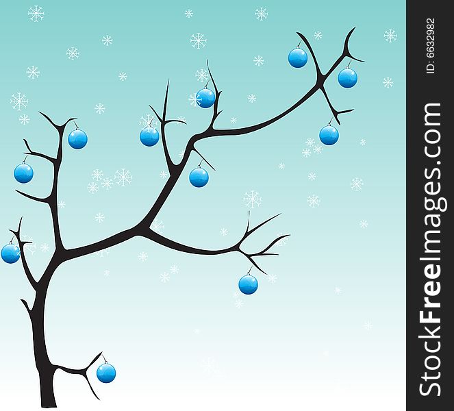 Winter composition with christmas balls on a tree - vector format included