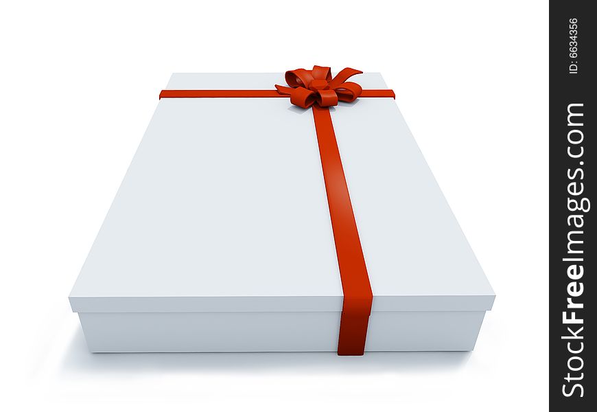 Big present box and ribbon on white background. Big present box and ribbon on white background