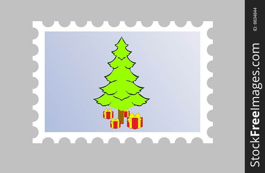 Illustration of a xmas email stamp