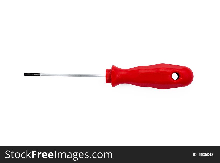 Red handle screwdriver isolated on white