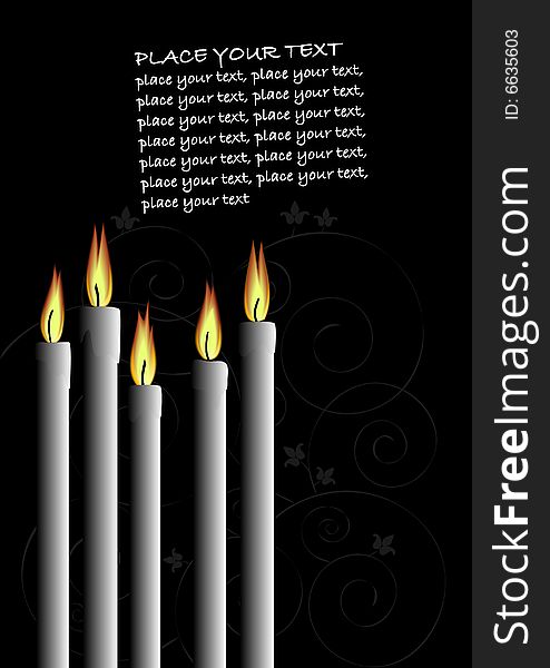 Candles on the black background