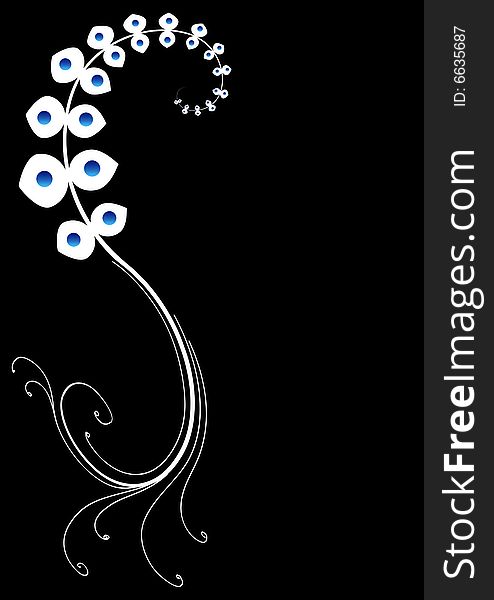 A floral design with beads embedded in it in a black background. A floral design with beads embedded in it in a black background