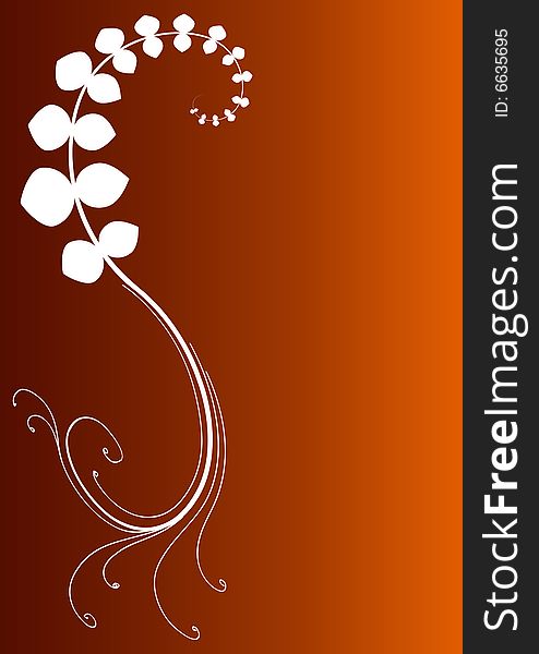 A floral design in a saffron background. A floral design in a saffron background