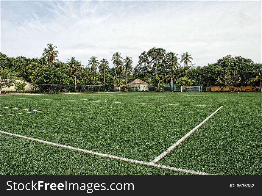 The football surface in the center of Meeru Island. The football surface in the center of Meeru Island.