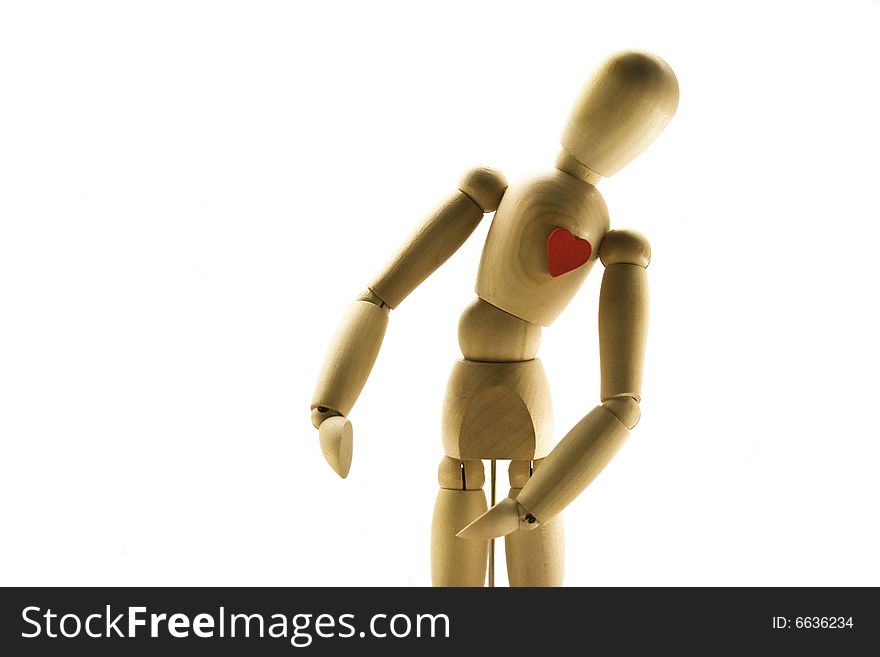 Wooden human Dummy isolated on a white background