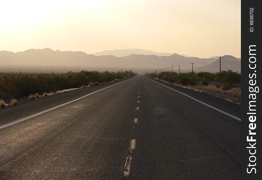 Taken in the early morning on Route 60 to Prescott, Arizona. The nearest town lies 20 miles away. Taken in the early morning on Route 60 to Prescott, Arizona. The nearest town lies 20 miles away.