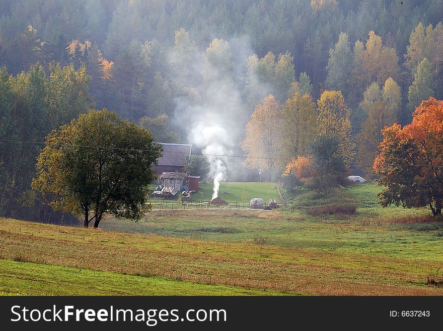 Mellow autumn, rural landscape, lithuania