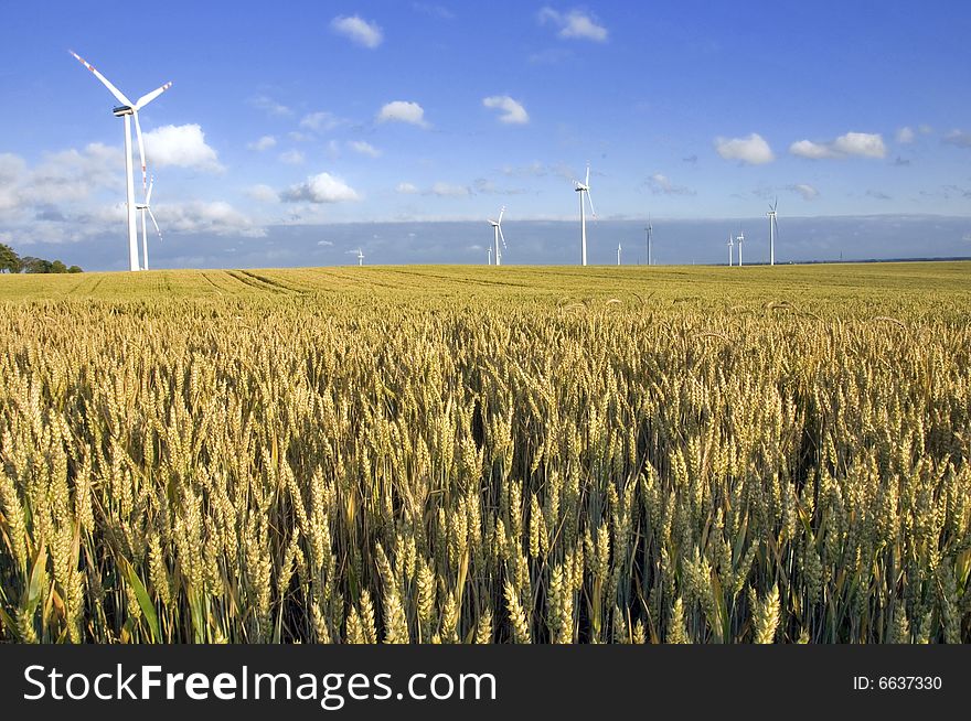 Wind turbines farm in Poland. Wind turbines farm in Poland