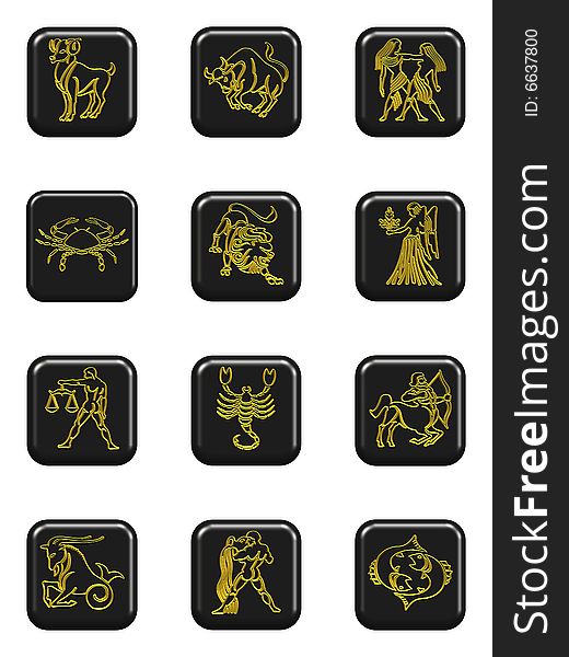 Set buttons signs of the zodiac. Set buttons signs of the zodiac