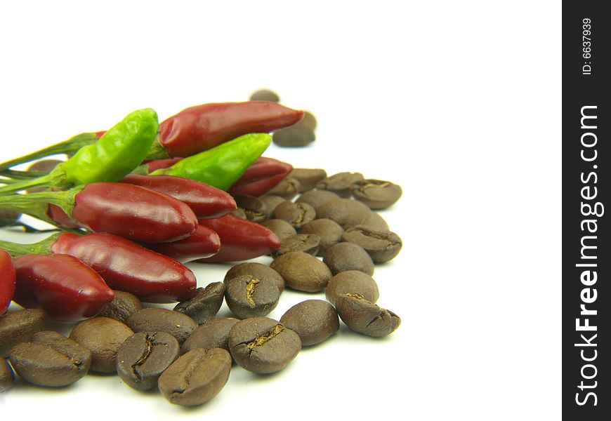 Cinnamon and coffee beans