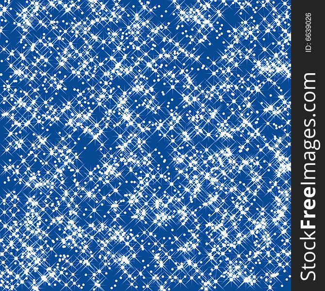Christmas blue background illustration with shiny stars