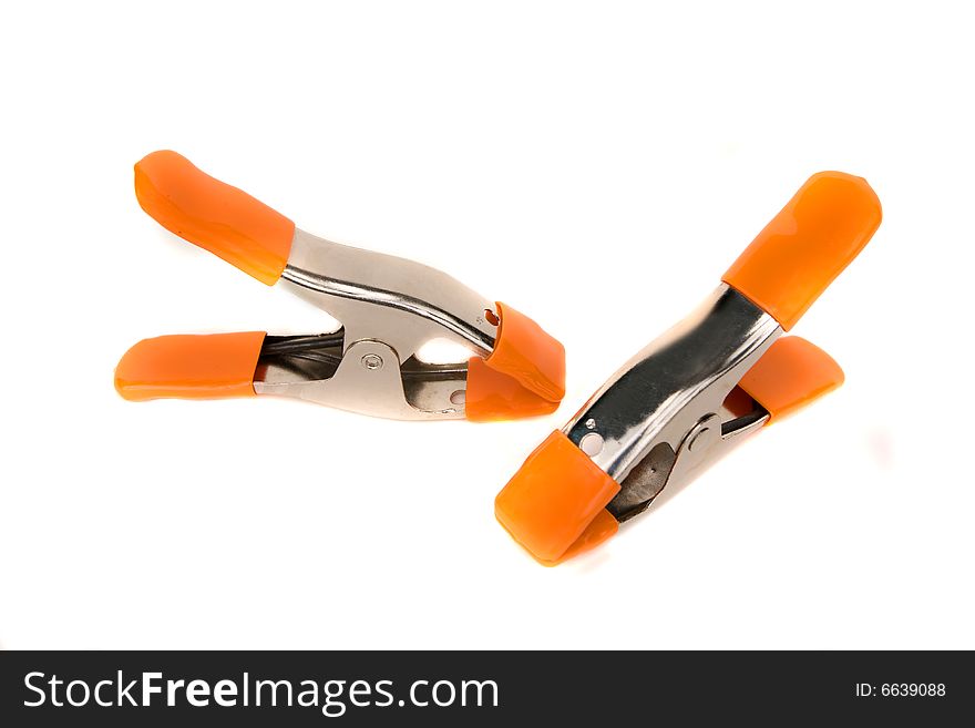 Adjustable clamps on a white background