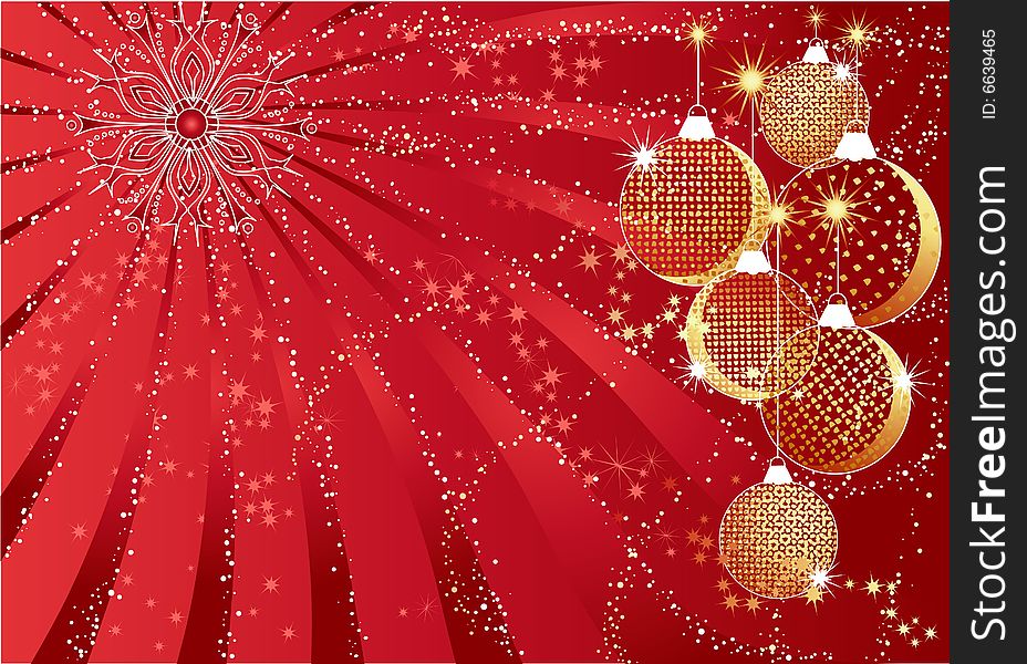 Red christmas abstract background with gold baubles. Red christmas abstract background with gold baubles.