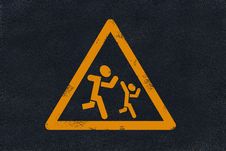 Asphalt Children Running Yellow Marking Stock Photo Asphalt Children Running Yellow Marking Stock Photo
