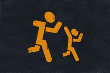 Asphalt Children Running Marking Royalty Free Stock Photography Asphalt Children Running Marking Royalty Free Stock Photography