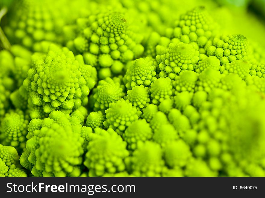 A close up of the romanesco's structure