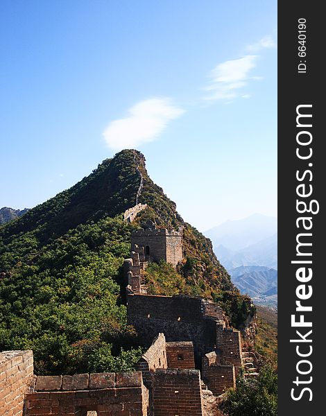 The Simatai Great Wall is celebrated for its steepness, queerness and intactness. The main tourist attractions include the Stairway to Heaven, the Fairy Tower, the Heaven Bridge and the Wangjinglou Tower. In order to reach the Fairy Tower, tourists must climb the 85 degree slope Stairway to Heaven which is about 100 meters (328 feet) long and allows only one person to pass. Legend has it that the Fairy Tower was transformed from an antelope and that once the Lotus Flower Fairy lived there, hence its name. On the tower, there are some marble arches carved with lotus patterns.