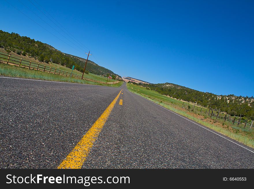 An angled road shot in Utah. An angled road shot in Utah