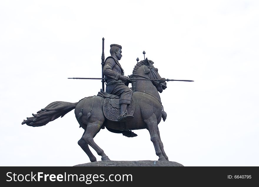 Man riding horse for war scuplture in thailand monument. Man riding horse for war scuplture in thailand monument