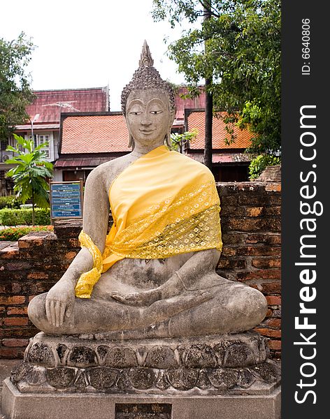 Thailand Religious buddha sculpture covered with golden cloth. Thailand Religious buddha sculpture covered with golden cloth