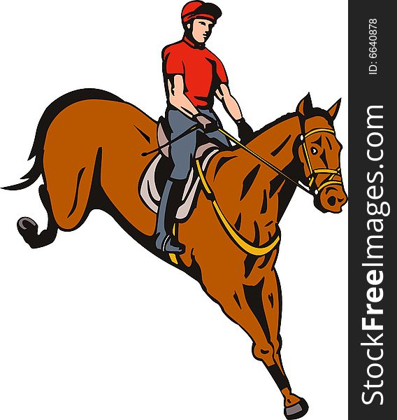 Vector art of an Equestrian and horse jumping