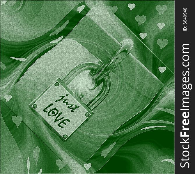 A beautiful green background with a love's lock useful for print or web usage. A beautiful green background with a love's lock useful for print or web usage