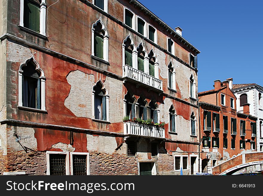 Old building in venice. Day